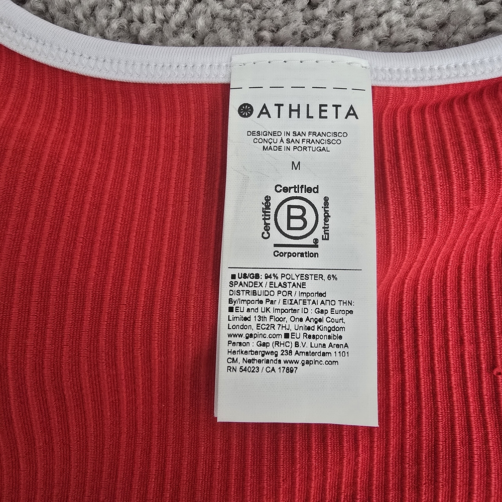 Athleta Red Ribbed Tank Top - Picture 2 of 8
